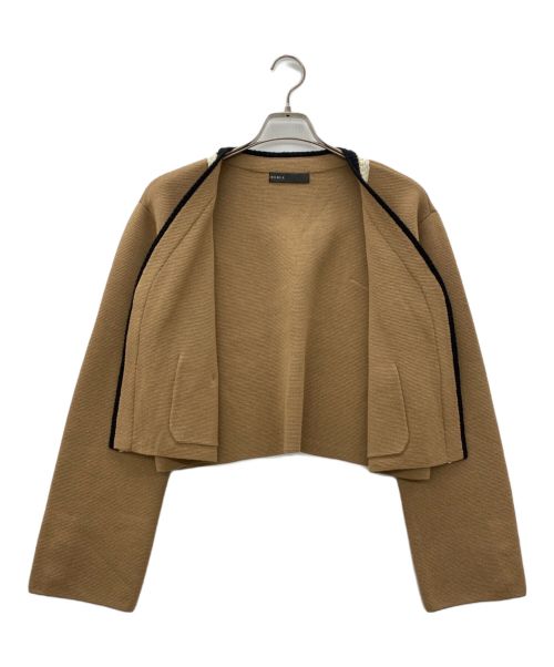 Noble（ノーブル）Noble (ノーブル) 配色トリミングミラノリブショートジャケット ベージュ サイズ:-の古着・服飾アイテム