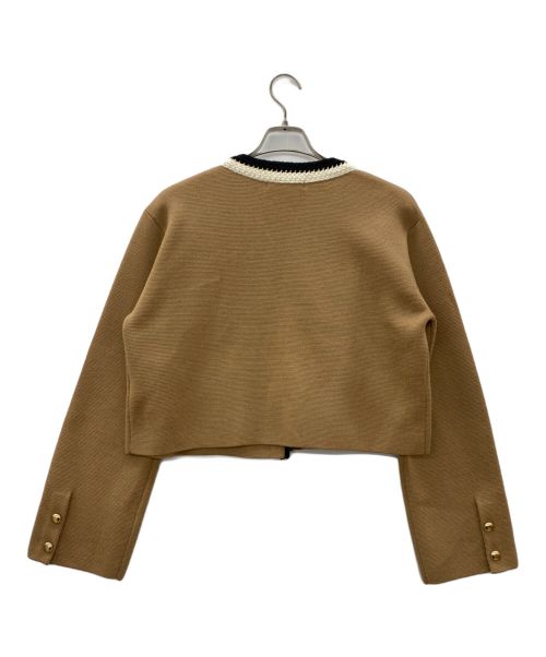Noble（ノーブル）Noble (ノーブル) 配色トリミングミラノリブショートジャケット ベージュ サイズ:-の古着・服飾アイテム