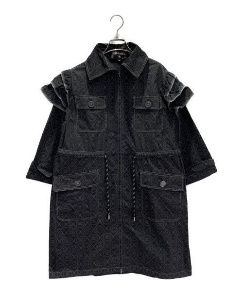 CHANEL（シャネル）CHANEL (シャネル) ココマーク&カメリアナイロンコート ブラック サイズ:36の古着・服飾アイテム
