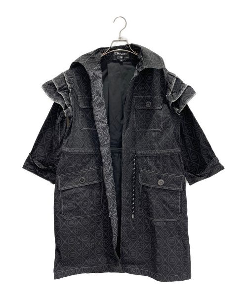 CHANEL（シャネル）CHANEL (シャネル) ココマーク&カメリアナイロンコート ブラック サイズ:36の古着・服飾アイテム