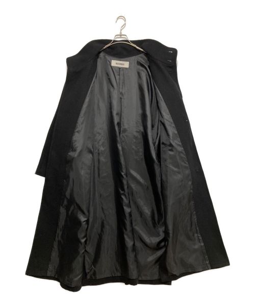 BASISBROEK（バージスブルック）BASISBROEK (バージスブルック) メルトン ウール スタンドカラー ロングコート ブラック サイズ:3の古着・服飾アイテム