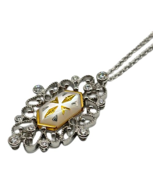 MIKIMOTO（ミキモト）MIKIMOTO (ミキモト) K18WG フィリグリー ヘキサゴン ダイヤ チェーンネックレス サイズ:50.0cmの古着・服飾アイテム