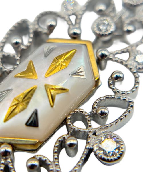 MIKIMOTO（ミキモト）MIKIMOTO (ミキモト) K18WG フィリグリー ヘキサゴン ダイヤ チェーンネックレス サイズ:50.0cmの古着・服飾アイテム
