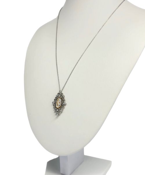 MIKIMOTO（ミキモト）MIKIMOTO (ミキモト) K18WG フィリグリー ヘキサゴン ダイヤ チェーンネックレス サイズ:50.0cmの古着・服飾アイテム
