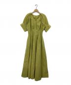 FRAY IDフレイ アイディー）の古着「ウエストタックフレアワンピース」｜イエロー