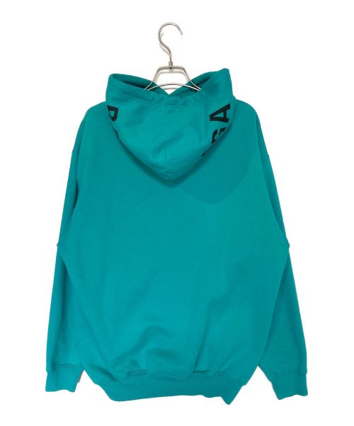 BALENCIAGA（バレンシアガ）BALENCIAGA (バレンシアガ) フードロゴ プルオーバー スウェット パーカー ターコイズブルー サイズ:XXSの古着・服飾アイテム