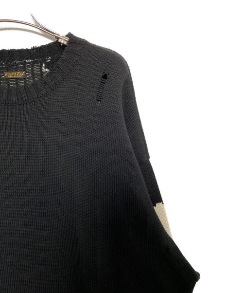 KAPITAL（キャピタル）KAPITAL (キャピタル) 5G 綿ニット BONEクルーセーター ブラック サイズ:3の古着・服飾アイテム
