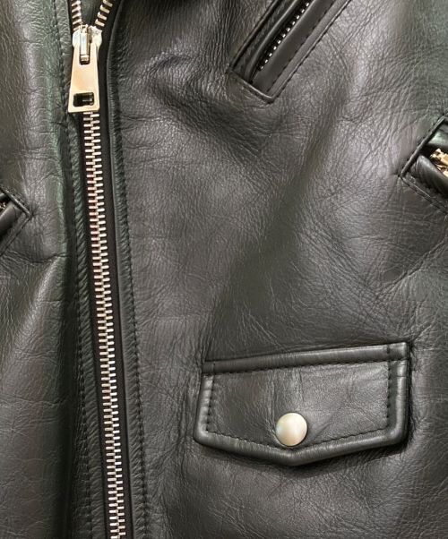 BOTTEGA VENETA（ボッテガベネタ）BOTTEGA VENETA (ボッテガベネタ) カーフレザーダブルライダースジャケット ブラック サイズ:44の古着・服飾アイテム