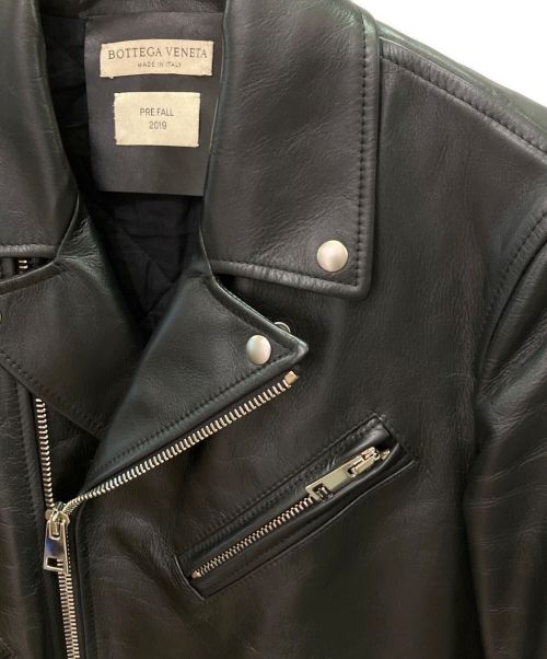 BOTTEGA VENETA（ボッテガベネタ）BOTTEGA VENETA (ボッテガベネタ) カーフレザーダブルライダースジャケット ブラック サイズ:44の古着・服飾アイテム
