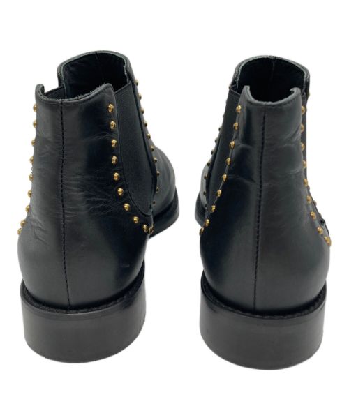 FABIO RUSCONI（ファビオルスコーニ）FABIO RUSCONI (ファビオルスコーニ) ローヒールスタッズサイドゴアブーツ ブラック サイズ:37の古着・服飾アイテム
