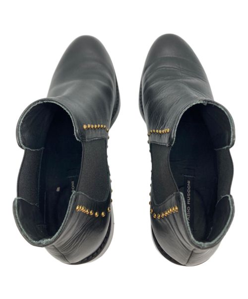 FABIO RUSCONI（ファビオルスコーニ）FABIO RUSCONI (ファビオルスコーニ) ローヒールスタッズサイドゴアブーツ ブラック サイズ:37の古着・服飾アイテム