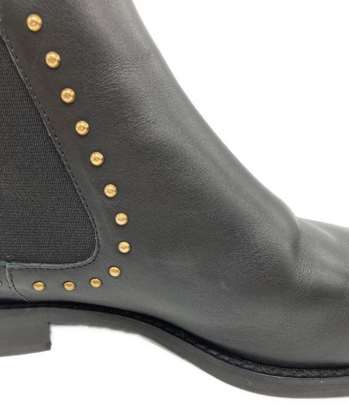 FABIO RUSCONI（ファビオルスコーニ）FABIO RUSCONI (ファビオルスコーニ) ローヒールスタッズサイドゴアブーツ ブラック サイズ:37の古着・服飾アイテム