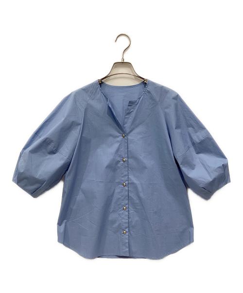 allureville（アルアバイル）allureville (アルアバイル) タイプライタースラッシュネックシャツ ライトブルー サイズ:2の古着・服飾アイテム