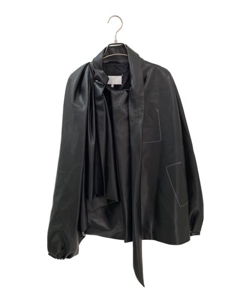 Maison Margiela（メゾンマルジェラ）Maison Margiela (メゾンマルジェラ) Faux Leather Pussy Bow Jacket ブラック サイズ:38の古着・服飾アイテム