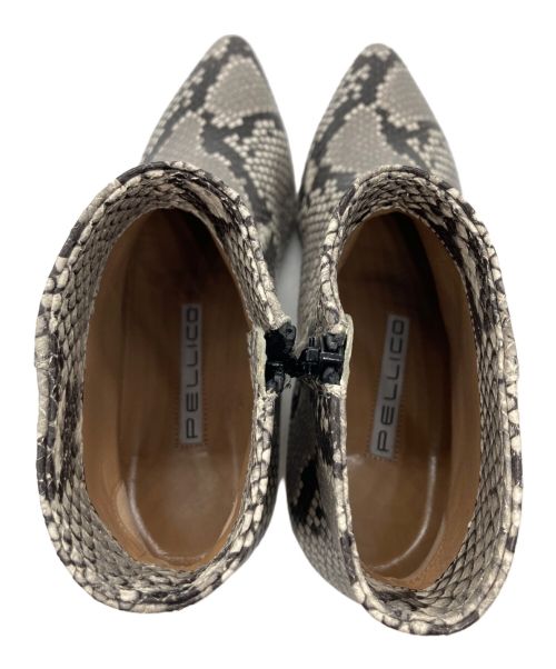 PELLICO（ペリーコ）PELLICO (ペリーコ) パイソン柄ポインテッドショートブーツ グレー×ブラック サイズ:36の古着・服飾アイテム