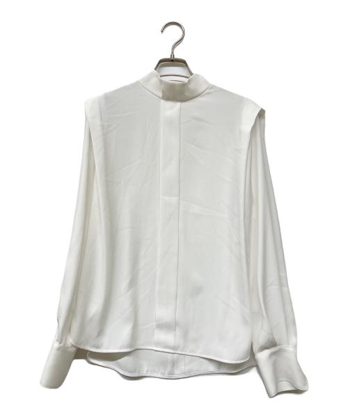 K.T KIYOKO TAKASE（ケーティー キヨコタカセ）K.T KIYOKO TAKASE (ケーティー キヨコタカセ) マットサテンデザインハイネックブラウス ホワイト サイズ:9の古着・服飾アイテム