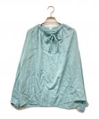 TOMORROW LAND collectionトゥモローランドコレクション）の古着「ウォッシャブルサテンボウタイギャザーブラウス」｜ライトブルー