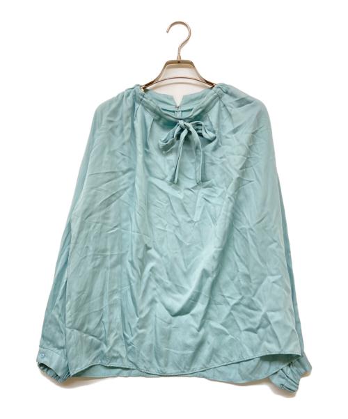 TOMORROW LAND collection（トゥモローランドコレクション）TOMORROW LAND collection (トゥモローランドコレクション) ウォッシャブルサテンボウタイギャザーブラウス ライトブルー サイズ:36の古着・服飾アイテム