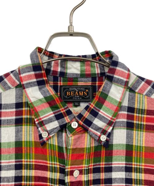 BEAMS PLUS（ビームスプラス）BEAMS PLUS (ビームスプラス) インディアン マドラスチェック ショートスリーブ ボタンダウン シャツ レッド×ネイビー サイズ:XLサイズの古着・服飾アイテム