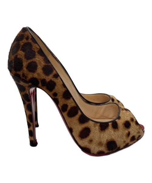 Christian Louboutin（クリスチャン・ルブタン）Christian Louboutin (クリスチャン・ルブタン) オープントゥーパンプス ブラウン サイズ:36 1/2の古着・服飾アイテム
