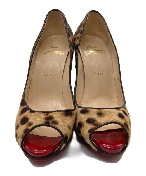 Christian Louboutin（クリスチャン・ルブタン）Christian Louboutin (クリスチャン・ルブタン) オープントゥーパンプス ブラウン サイズ:36 1/2の古着・服飾アイテム