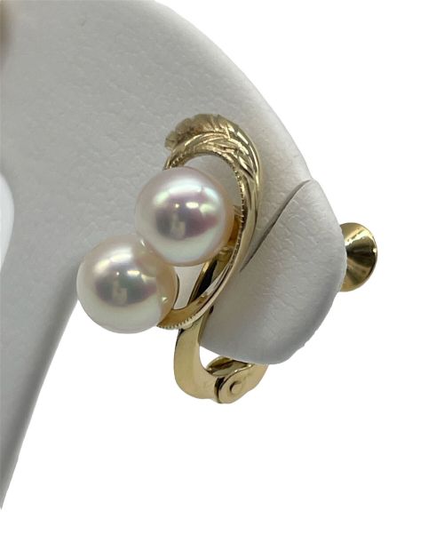 MIKIMOTO（ミキモト）MIKIMOTO (ミキモト) K18YG リーフレリーフ アコヤパール イヤリング サイズ:6.0-63mmの古着・服飾アイテム