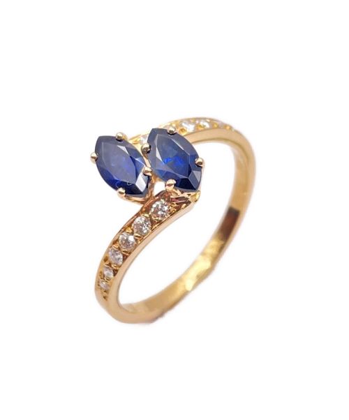 Cartier（カルティエ）Cartier (カルティエ) 2Pサファイヤダイヤリング サイズ:13号の古着・服飾アイテム