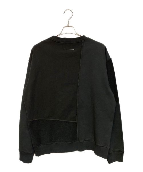 MM6 Maison Margiela（エムエムシックスメゾンマルジェラ）MM6 Maison Margiela (エムエムシックス メゾンマルジェラ) 切替クルーネックスウェット ブラック サイズ:Lの古着・服飾アイテム