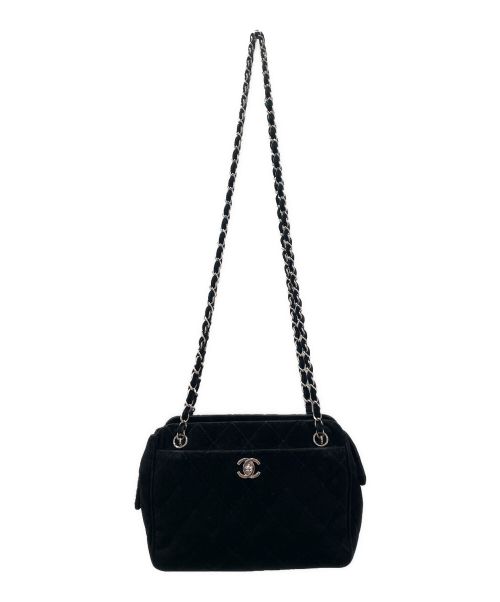 CHANEL（シャネル）CHANEL (シャネル) ベロアマトラッセチェーンショルダーバッグ ブラック サイズ:23の古着・服飾アイテム