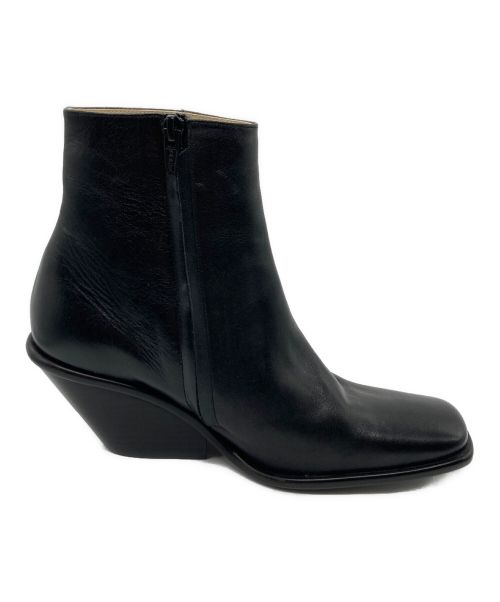 UNTISHOLD（アンチショルド）UNTISHOLD (アンチショルド) スクエアトゥショートブーツ ブラック サイズ:38の古着・服飾アイテム