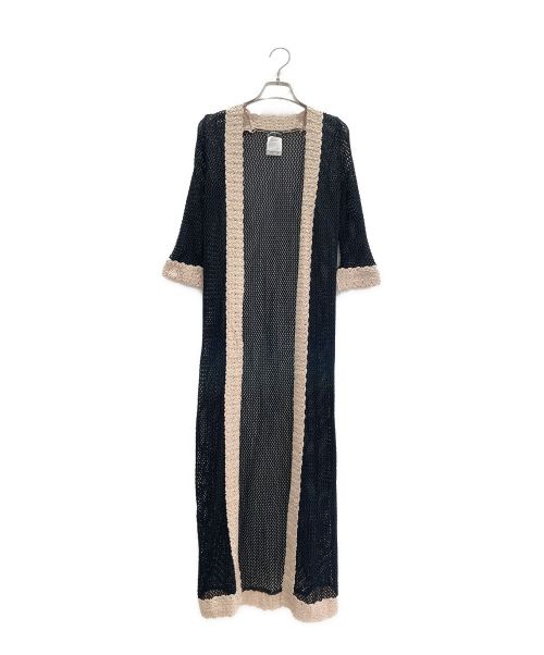 CHANEL（シャネル）CHANEL (シャネル) Long knit cardigan ブラック×ベージュ サイズ:38の古着・服飾アイテム