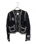 CHANELシャネル）の古着「Camellia Lace Jacket」｜ブラック×ホワイト
