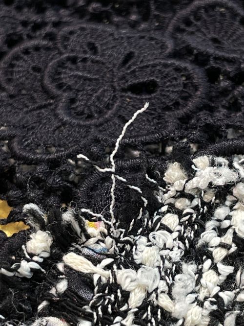 CHANEL（シャネル）CHANEL (シャネル) Camellia Lace Jacket ブラック×ホワイト サイズ:34の古着・服飾アイテム