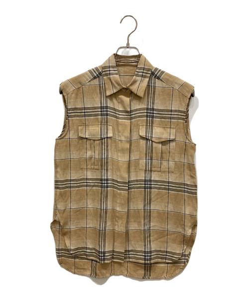 martinique（マルティニーク）martinique (マルティニーク) リネンヴィスコースサファリシャツ ベージュ サイズ:-の古着・服飾アイテム