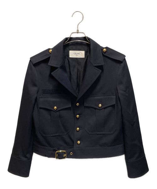 CELINE（セリーヌ）CELINE (セリーヌ) クロップドサファリジャケット ネイビー サイズ:40の古着・服飾アイテム