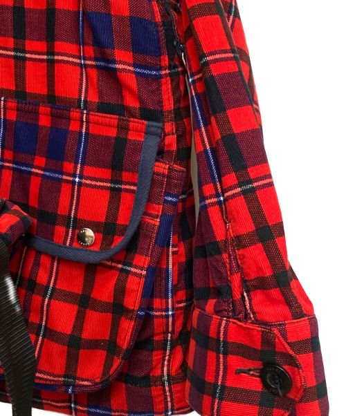 sacai（サカイ）sacai (サカイ) バック付チェックブルゾン レッド サイズ:1の古着・服飾アイテム