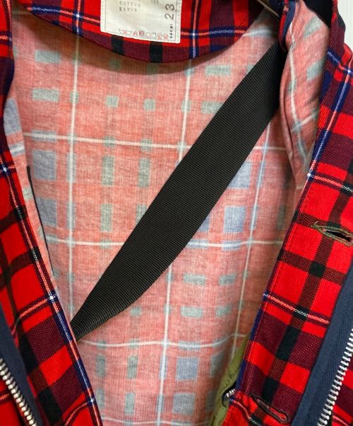 sacai（サカイ）sacai (サカイ) バック付チェックブルゾン レッド サイズ:1の古着・服飾アイテム