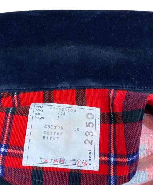 sacai（サカイ）sacai (サカイ) バック付チェックブルゾン レッド サイズ:1の古着・服飾アイテム