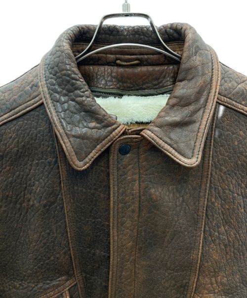 MENS ROBO（メンズロボ）MENS ROBO (メンズロボ) ボアライナー付ラムスキンジャケット ブラウン サイズ:Lの古着・服飾アイテム