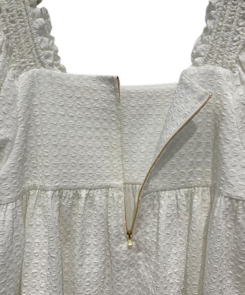 BALLSEY（ボールジィ）BALLSEY (ボールジィ) ジャカードシャーリング パフスリーブブラウス ホワイト サイズ:36の古着・服飾アイテム