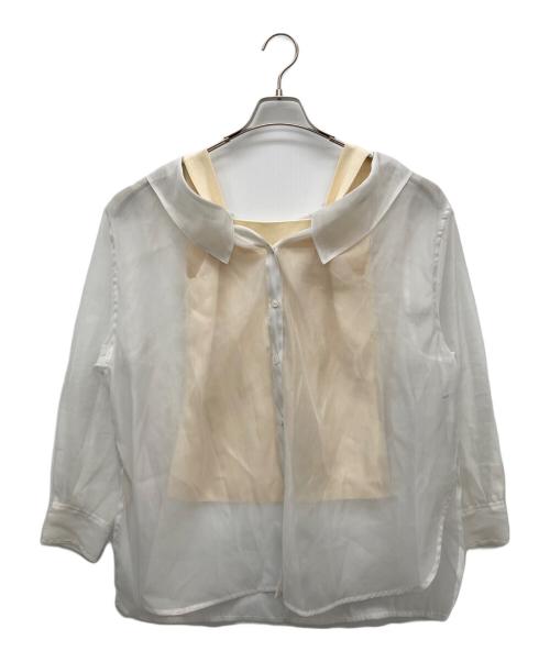 FRAY ID（フレイ アイディー）FRAY ID (フレイ アイディー) シャツレイヤードスクエアーニット アイボリー サイズ:SIZE　FREEの古着・服飾アイテム