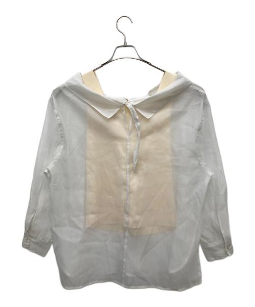 FRAY ID（フレイ アイディー）FRAY ID (フレイ アイディー) シャツレイヤードスクエアーニット アイボリー サイズ:SIZE　FREEの古着・服飾アイテム