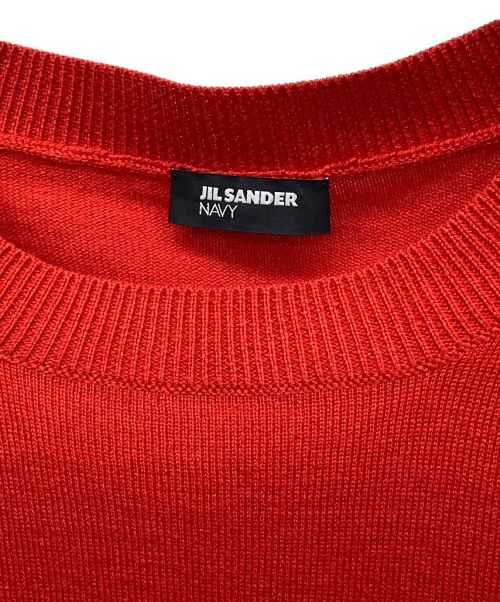 JIL SANDER NAVY（ジルサンダー ネイビー）JIL SANDER NAVY (ジルサンダー ネイビー) シルクウールクルーネックニット レッド サイズ:XLの古着・服飾アイテム