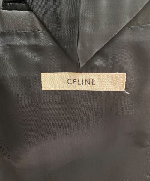CELINE（セリーヌ）CELINE (セリーヌ) シルクカラー切替ジャケット ブラック サイズ:40の古着・服飾アイテム