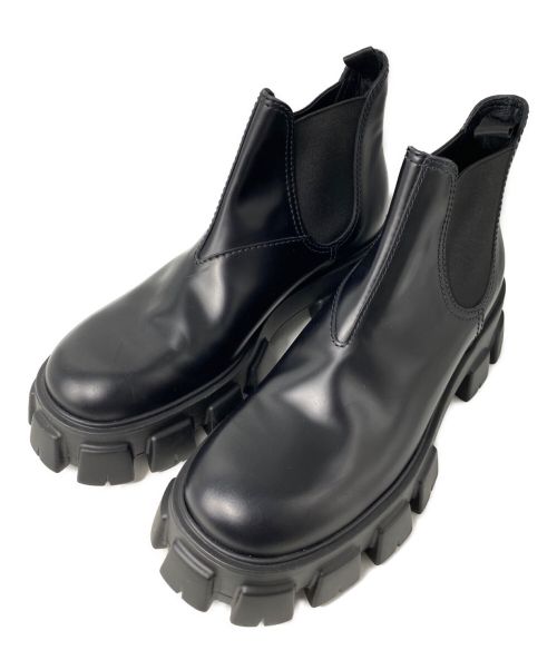 PRADA（プラダ）PRADA (プラダ) ブラッシュドレザー チェルシーブーツ ブラック サイズ:10の古着・服飾アイテム