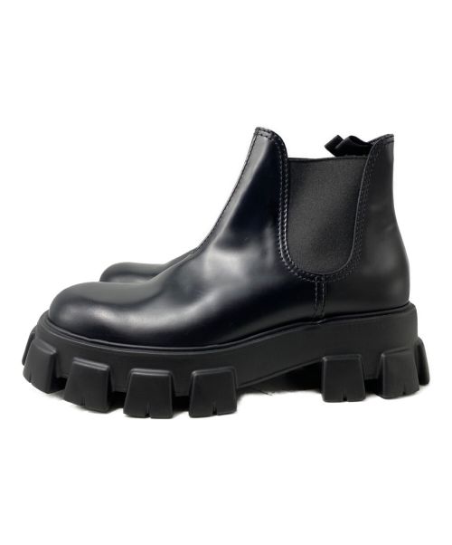 PRADA（プラダ）PRADA (プラダ) ブラッシュドレザー チェルシーブーツ ブラック サイズ:10の古着・服飾アイテム