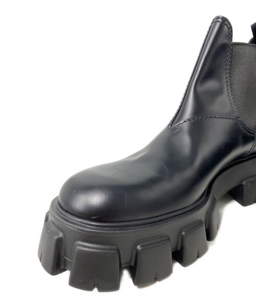 PRADA（プラダ）PRADA (プラダ) ブラッシュドレザー チェルシーブーツ ブラック サイズ:10の古着・服飾アイテム