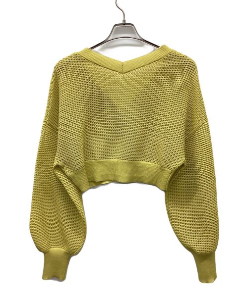 Spick and Span（スピックアンドスパン）Spick and Span (スピックアンドスパン) 透かしメッシュ柄ショートカーディガン イエロー サイズ:FREEの古着・服飾アイテム