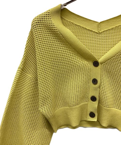Spick and Span（スピックアンドスパン）Spick and Span (スピックアンドスパン) 透かしメッシュ柄ショートカーディガン イエロー サイズ:FREEの古着・服飾アイテム