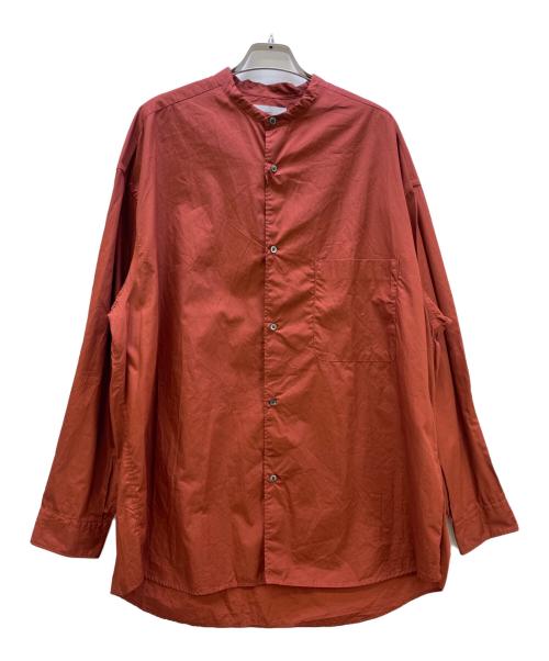 Graphpaper（グラフペーパー）Graphpaper (グラフペーパー) Broad L/S Oversized Band Collar Shirt ブラウン サイズ:Fの古着・服飾アイテム